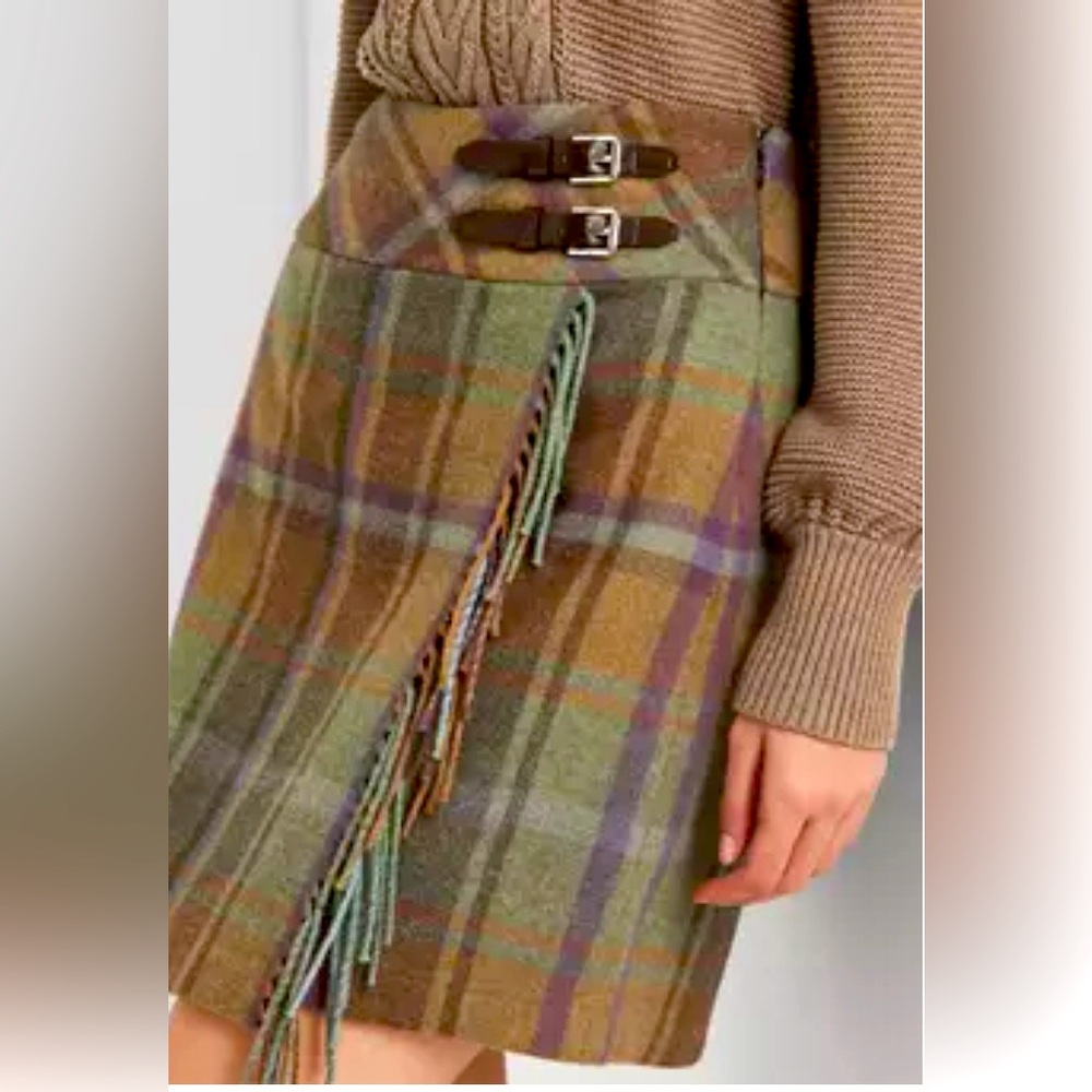 Plaid Ralph Lauren Fringe Tweed mini skirt